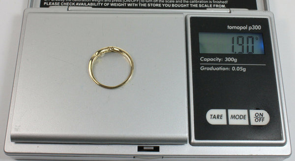 585er Gold Diamant Ring, Diamant 0,02 ct Weiß / si, Gr. 55