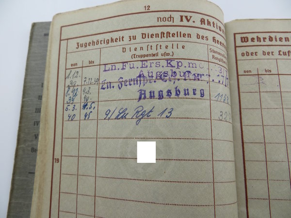 Wehrpaß eines Unteroffiziers der 9./ Ln.Rgt. 13, Luftwaffe, 2. Weltkrieg, Original