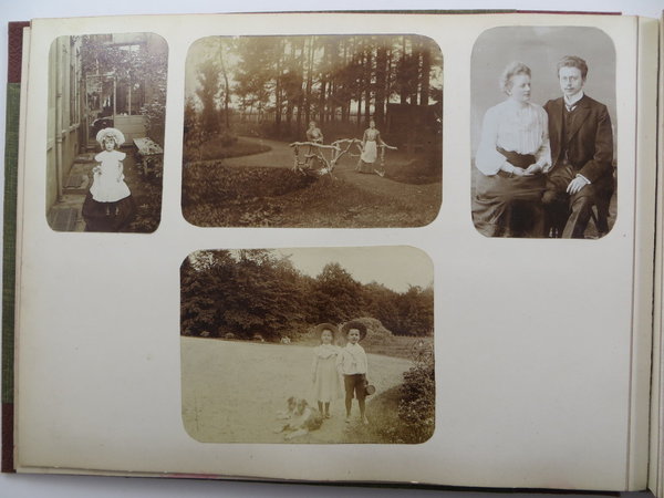 Fotoalbum, antikes Familienalbum um 1900 mit 57 Fotos, Original
