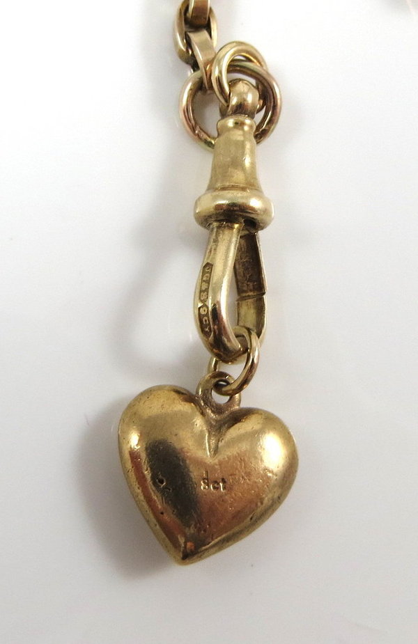 Antike 375er / 9 K Gold Taschenuhrkette mit Opal, Handarbeit um 1920