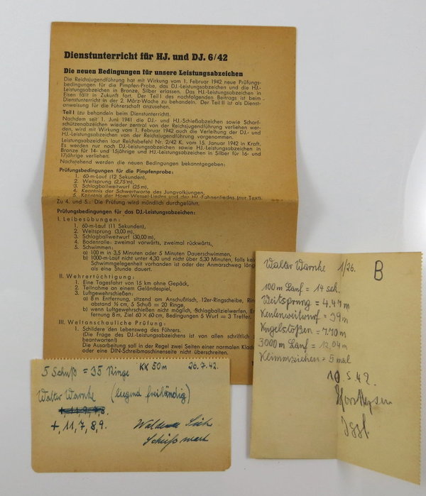 Broschüre der Hitlerjugend, Leistungsabzeichen im Sport mit persönl. Notizen, III. Reich, Original