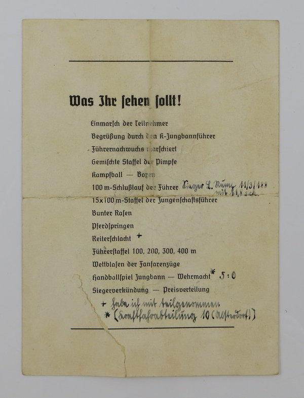 Broschüre Jungbannsportfest der Hitlerjugend, III. Reich, Original