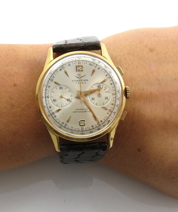 "SPAREWA" Herren Armbanduhr mit Handaufzug, Chronograph