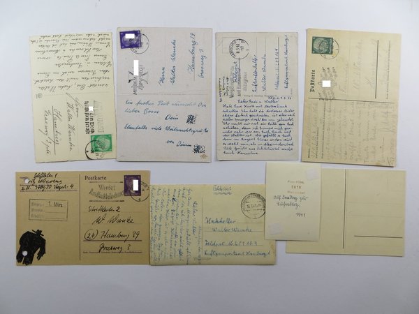 NSDAP Gau Hamburg Dokumente, Schreiben an die Eltern, Postkarten und Foto, III.Reich, Original