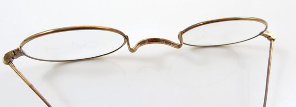 Antike 375er Gold Brille mit beweglichen Brillenbügeln, um 1900