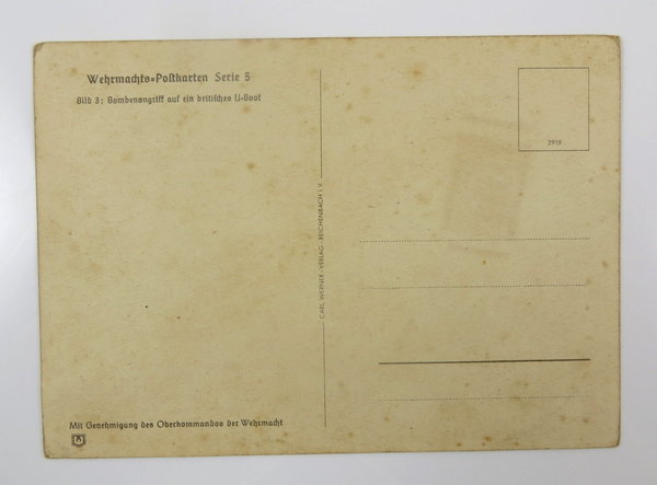 AK / Postkarte, Wehrmacht-Postkarten "Bombenangriff auf ein Britisches U-Boot", III. Reich, Original