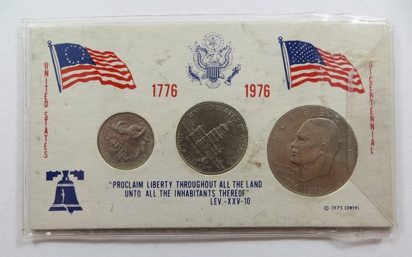 USA, Münzset 1976, Quarter, Half und One Dollar