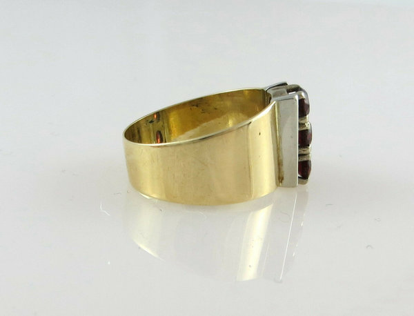 Vintage Designer 585er Gelbgold Granat Ring, um 1970/80, Gr. 54