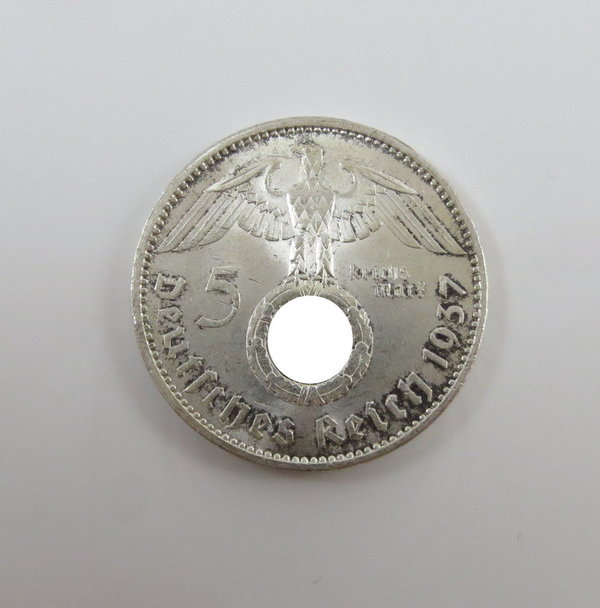 Drittes Reich, 5 Reichsmark 1937 A., Hindenburg Silbermünze, stgl.