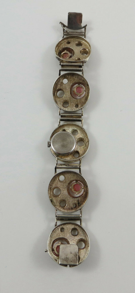 Vintage 835er Silber Damen Armbanduhr mit Rhodorchrosit, Ancora, 70er Jahre