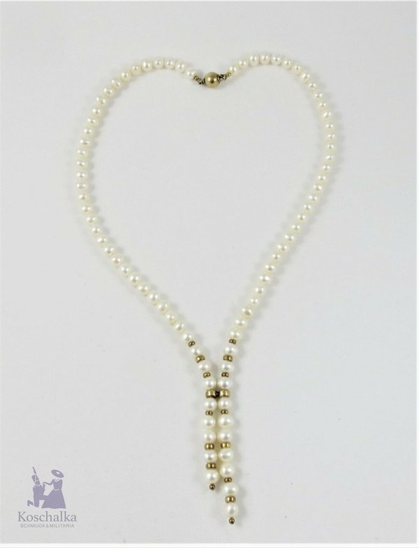 Vintage Perlen Collier mit vergoldetem 925er Sterling Silberverschluss