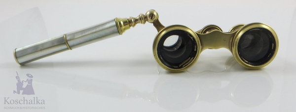 Antikes Perlmutt Opernglas mit Perlmutthandgriff, vergoldet