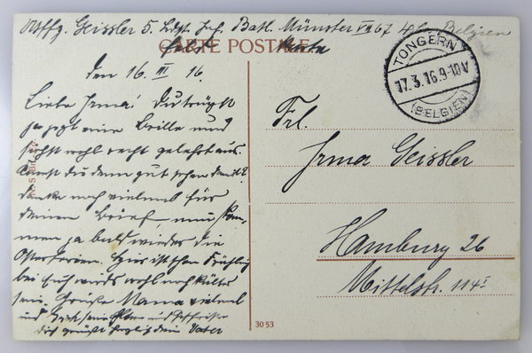 AK / Postkarte, Feldpost Lege La grande Poste, Belgien, 1916, 1. WK, Original