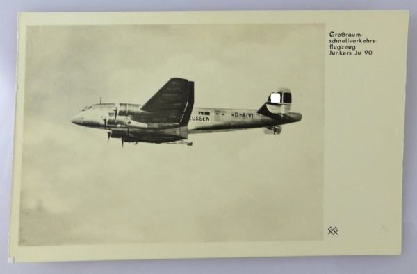 Foto, Postkarte, Großraum Schnellverkehrs-Flugzeug, Junkers Ju 90, III. Reich, Original