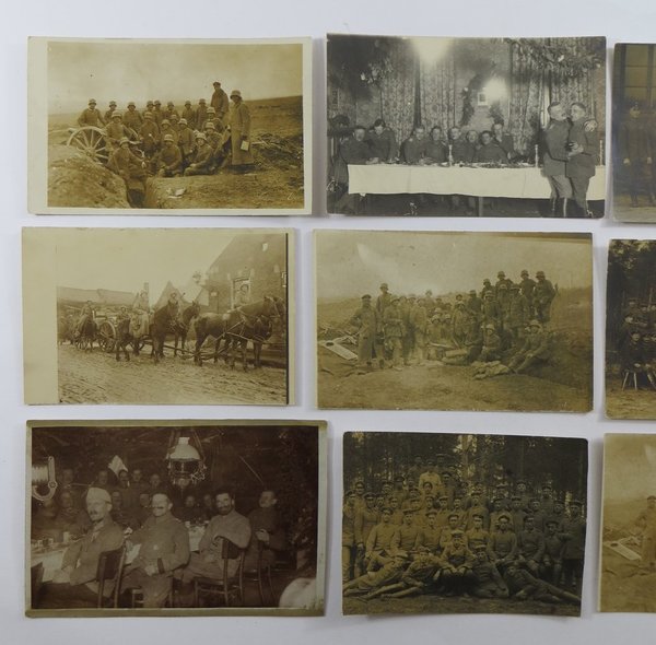 Fotokonvolut  mit 11 div. Frontaufnahmen, 1. Weltkrieg, Original