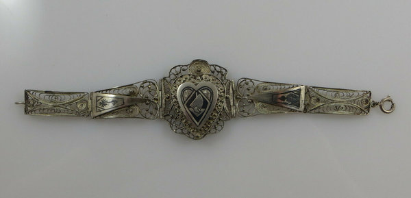 Vintage 925er Silber filigranes Trachtenarmband, Handarbeit um 1960