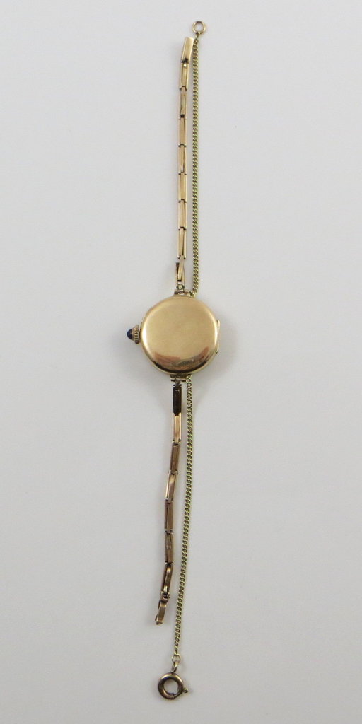 Antike Art Déco 585er Gold Damen Armbanduhr, Marke F.B.