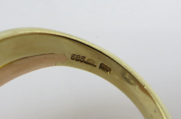 Vintage 585er Weiß/Gelb/ Rotgold Brillanten Ring, 0,25 ct, um 1980, Gr. 56