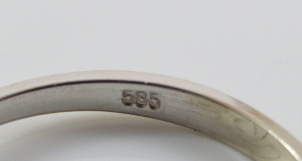 Vintage 585er Weißgold Ring, Verlobungsring mit Solitär Brillant 0,40 ct, um 1980, Gr. 53
