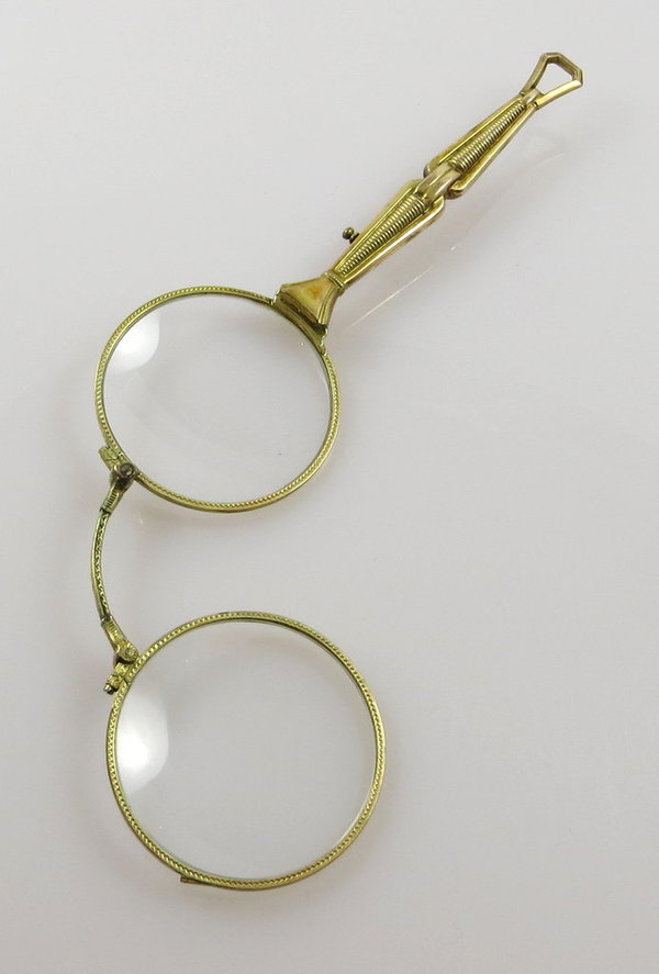 Antike Gold Double Brille / Klappbrille Lorgnon, Handarbeit um 1920