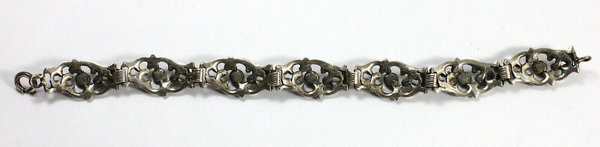 Vintage 835er Silberarmband mit Türkisen, um 1960, 19,5 cm Länge