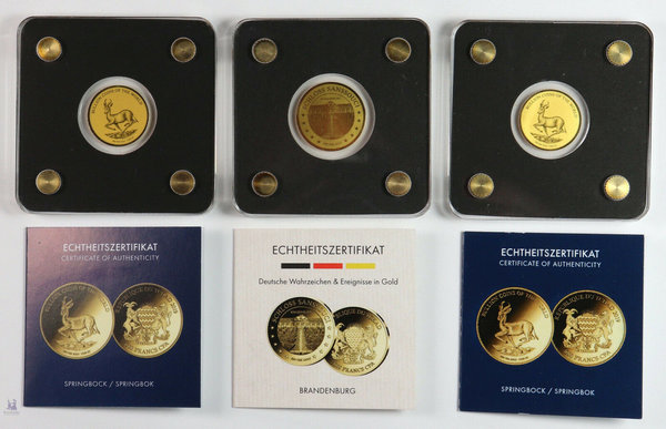 Republik Tschad, Drei 3000 Francs Goldmünzen, 2019, mit Zertifikat