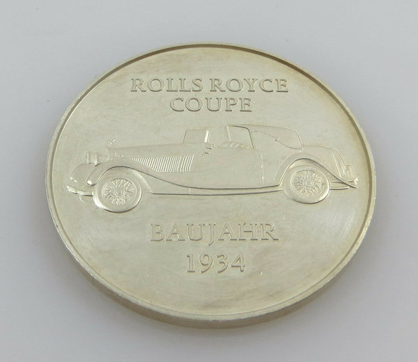 Vintage 1000er Silber Medaille/Münze, Rolls - Royce Coupe, 1934