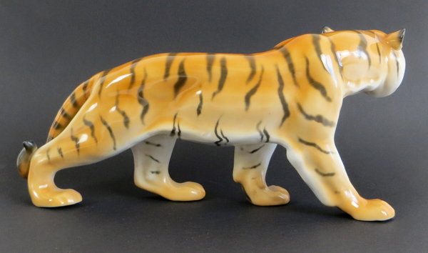 Vintage Außergewöhnliche Porzellan Tigerfigur