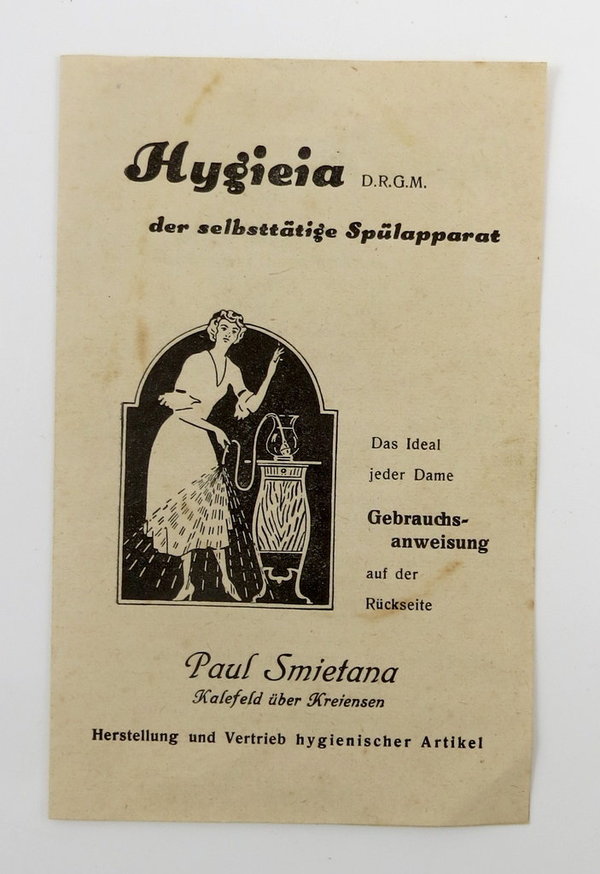 Kurioses, Antike "Hyieia D.R.G.M. Spülapparat" Vaginaldusche um 1930