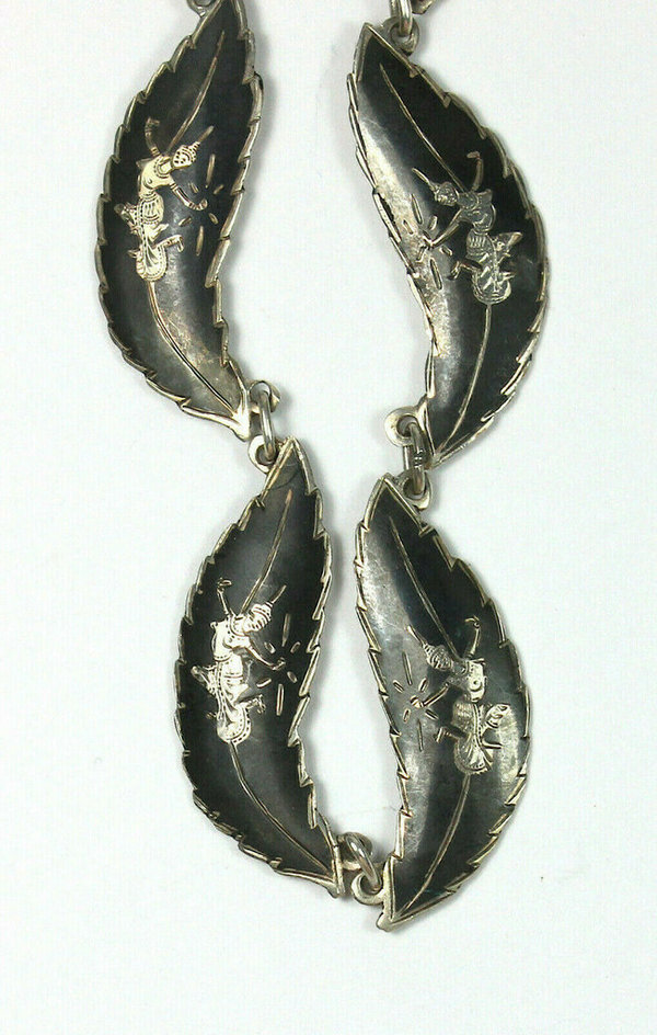 Antikes 925er Silbercollier mit indonesischer Patina, 45 cm Länge