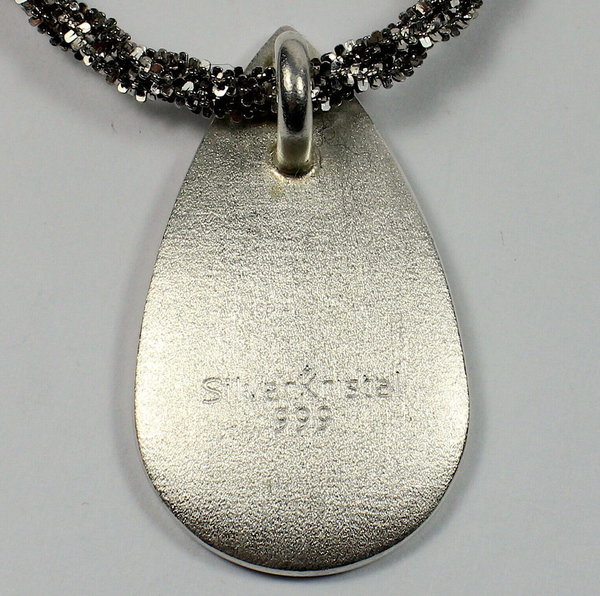 925er Sterling Silberanhänger und Kette mit Silberkristall, 45 cm lang
