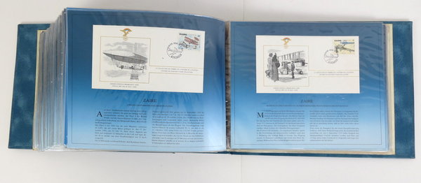 Briefe/Briefmarken Sammelalbum "The History of Aviation First Day Cover Collection", 110 Briefe