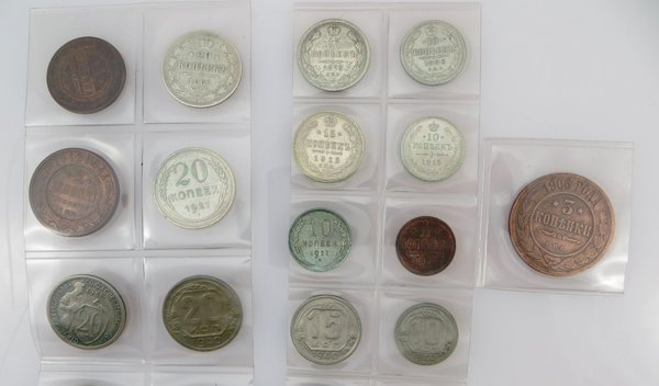 Russland - Sowjetunion, Konvolut mit 27 Münzen, z.T. Silber, gebraucht bis Stempelglanz