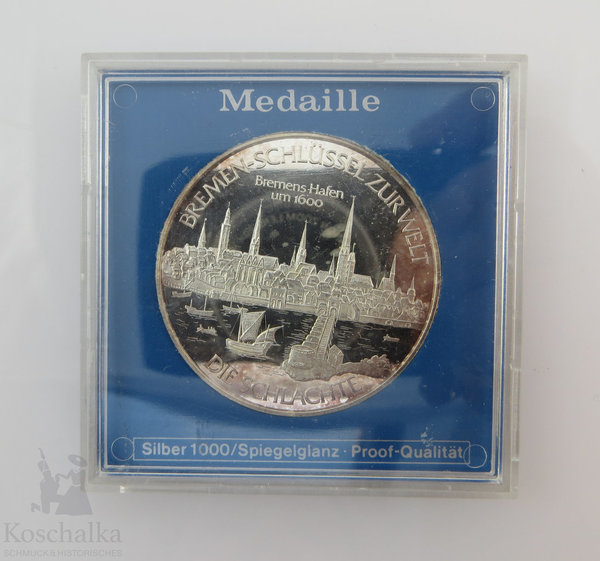 Bremen, "Schulschiff Deutschland" Medaille aus 1000 Silber, spgl.