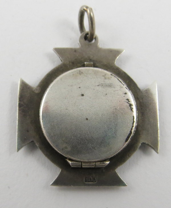 Antiker Eisernes Kreuz Anhänger, Foto Medallion Anhänger, 800er Silber, um 1933-45, Original