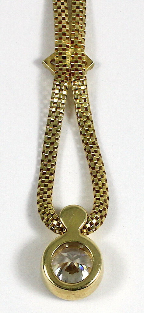 Vintage, vergoldete 925er Silber Schlangenkette mit Zirkonia, 46 cm lang