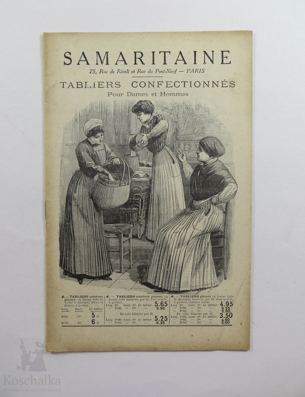Französischer Mode-Katalog für Schürzen, Samaritaine Paris, 16 Seiten, 1910, Original