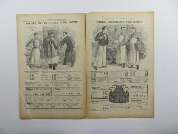Französischer Mode-Katalog für Schürzen, Samaritaine Paris, 16 Seiten, 1910, Original
