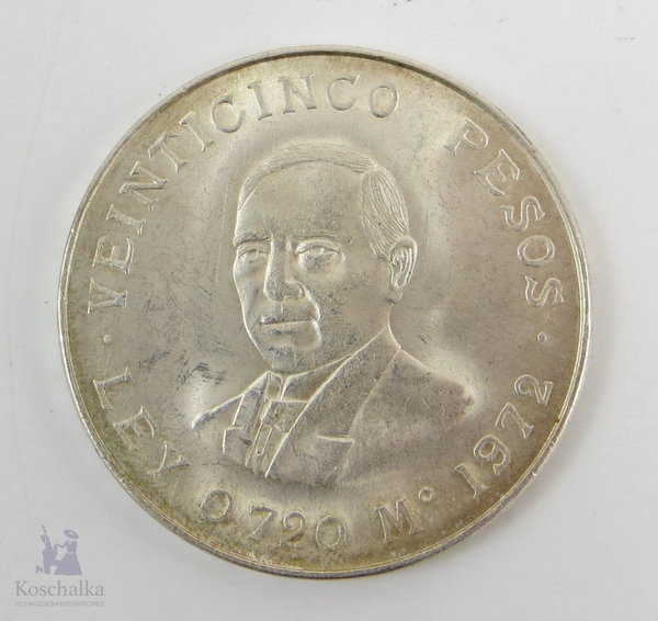 Mexiko - 25 Pesos 1972, 100. Jahrestag Tod von Benito Juar, 720er Silbermünze