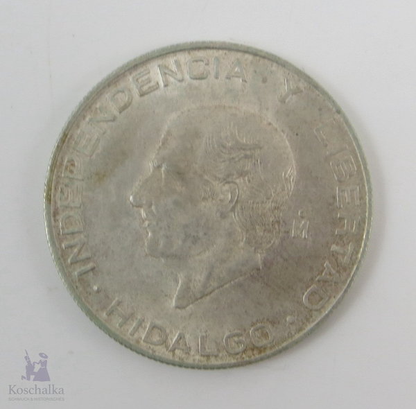 Mexiko - 5 Pesos 1956, Hidalgo, 720er Silbermünze