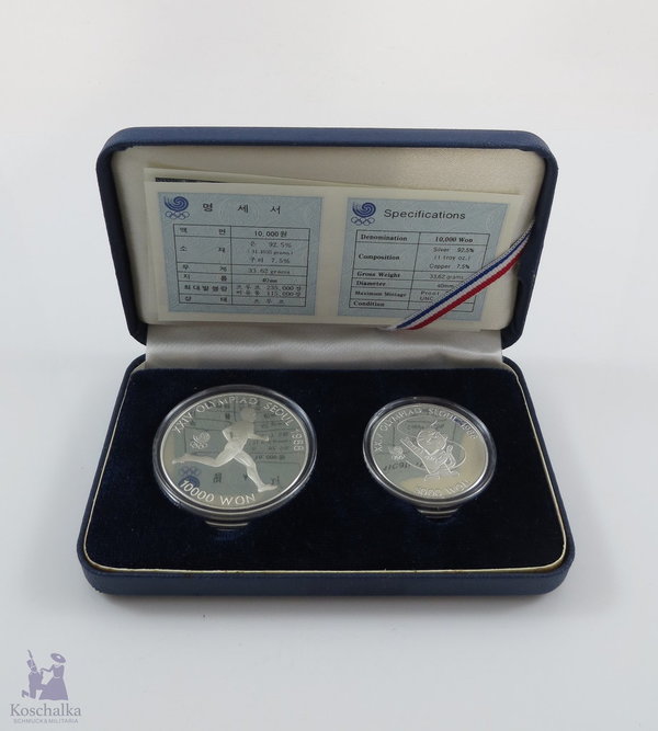 Südkorea, 5000 und 10000 Won Silbermünzen, 1988 OLYMPIADE in Seoul, Marathon