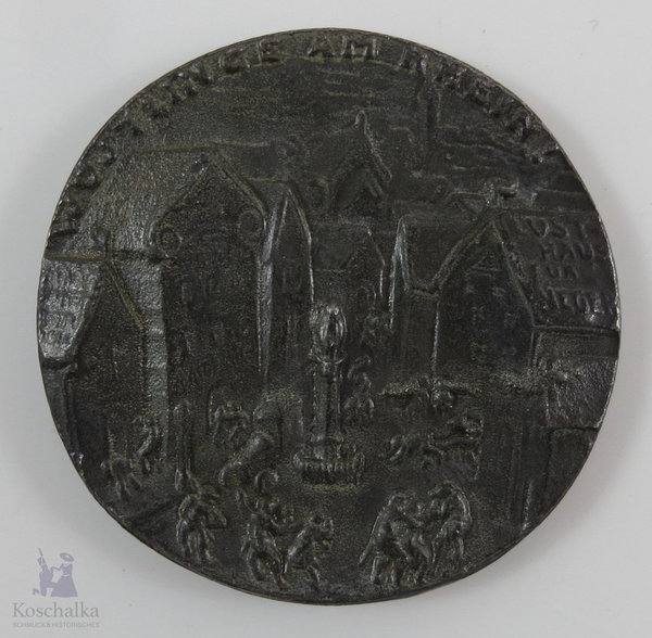 "Wüstlinge am Rhein" satirische Medaille, Nachguss / Replikation von Karl Goetz