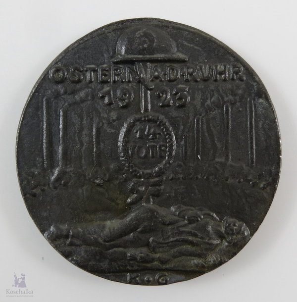 "Ostern an der RUHR" 1923, satirische Medaille, Nachguss / Replikation der Medaille von Karl Goetz