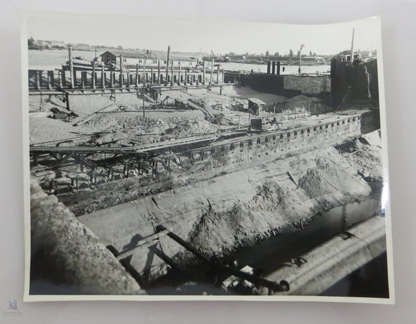 Foto, Bremen, Wiederaufbau nach dem 2. WK, Bauarbeiten an der Weser, 1948, Original