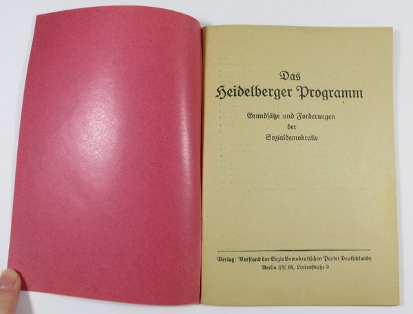 Das Heidelberger Programm, Grundsätze und Forderungen der Sozialdemokratie, 1925, Original