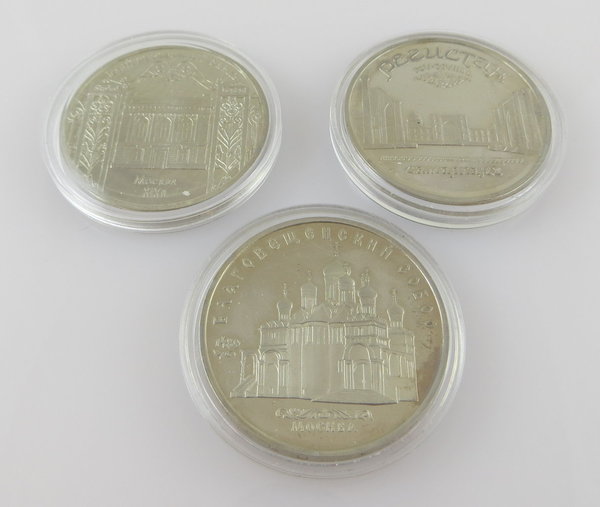 Russland, Sowjetunion, Lot mit 3 Münzen, 3 x 5 Rubel, P.P., Original