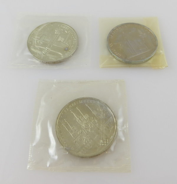 Russland, Sowjetunion, Lot mit 3 Münzen, 3 x 1 Rubel, Original