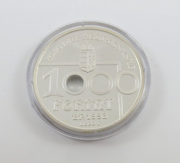 Ungarn, 1000 Forint Silbermünze, 1993 P.P., Fußball Weltmeisterschaft 1994