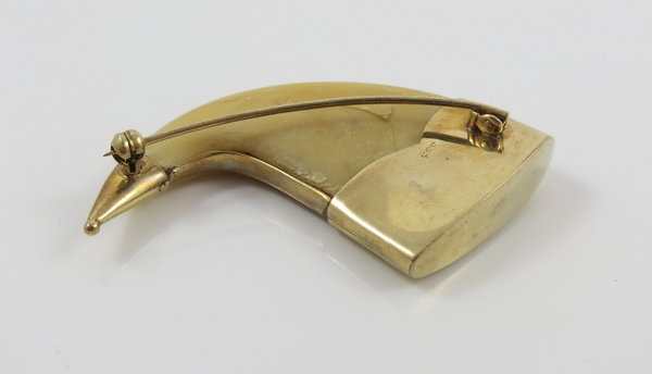 Antike 333er Goldbrosche, Krallenbrosche, Handarbeit um 1950