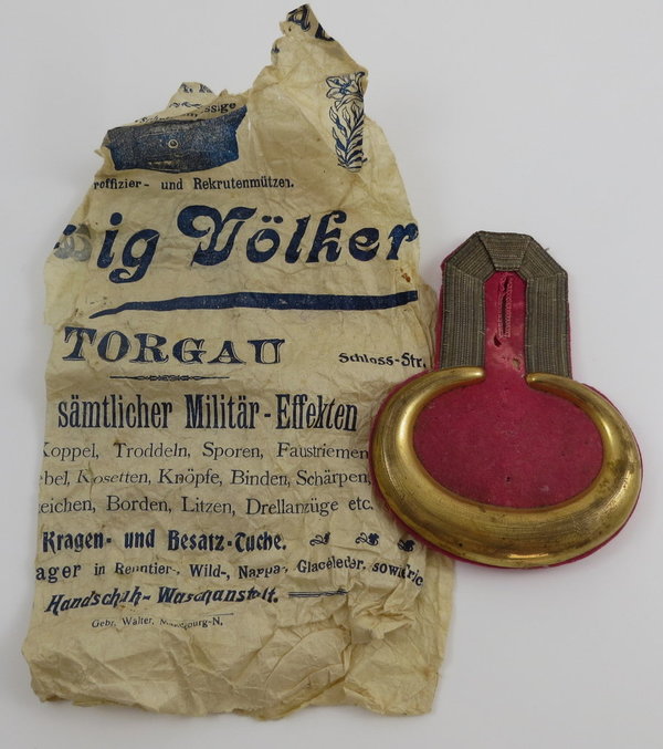 Einzelnes Paar Epauletten mit Schachtel und Webeblatt, Kaiserreich, Original
